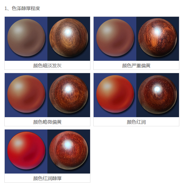 紫檀色泽醇厚程度