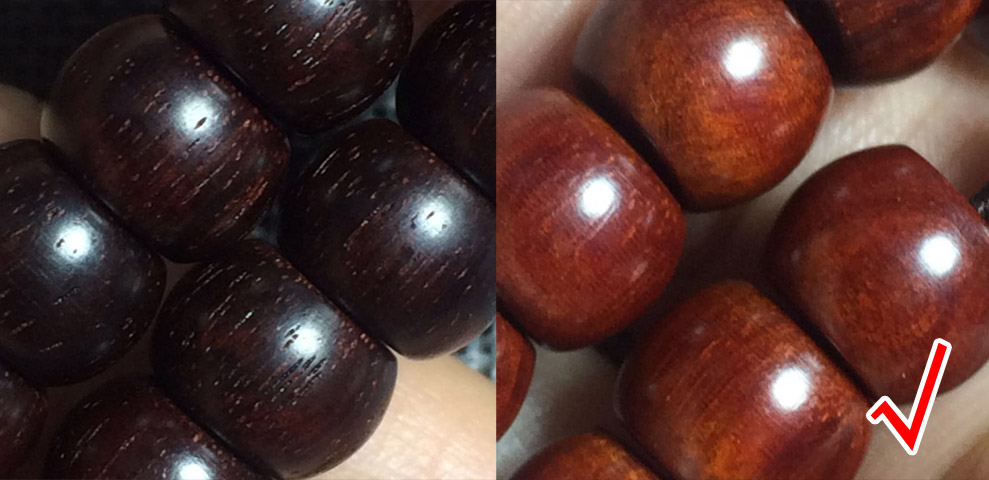 紫檀鼓珠中右边的油性密度更好些